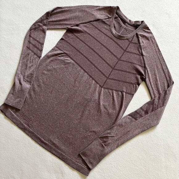 Oiselle Birds Of A Feather Women Mauve Long Sleeve Thumbhole Seamless Shirt S - Picture 2 of 9